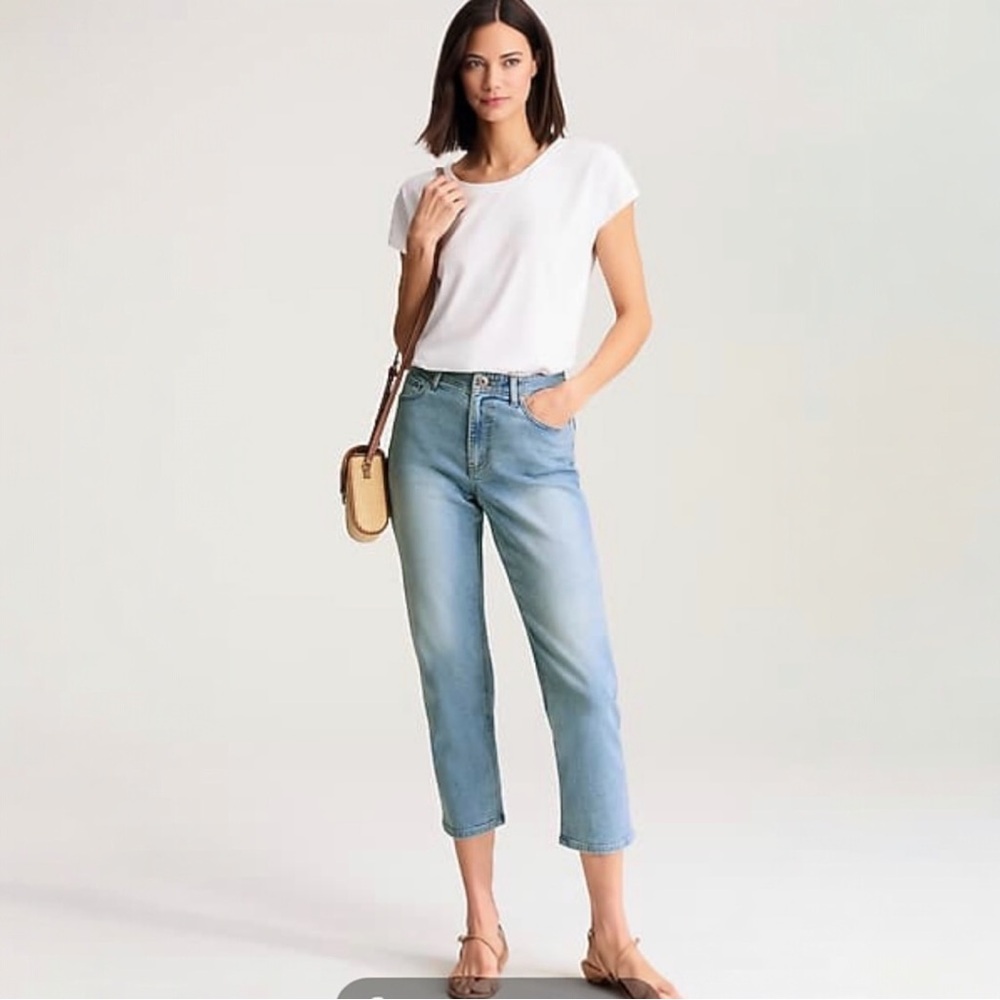 J.JILL High-Rise Straight Leg Cropped Jeans Raw Hem, Size 14